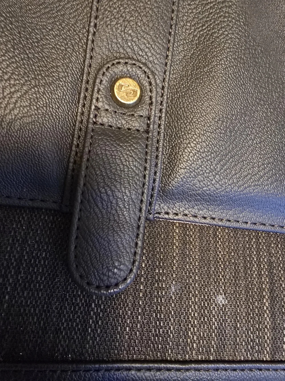 Solo Thompson Briefcase Leather-Trim Brown & Black